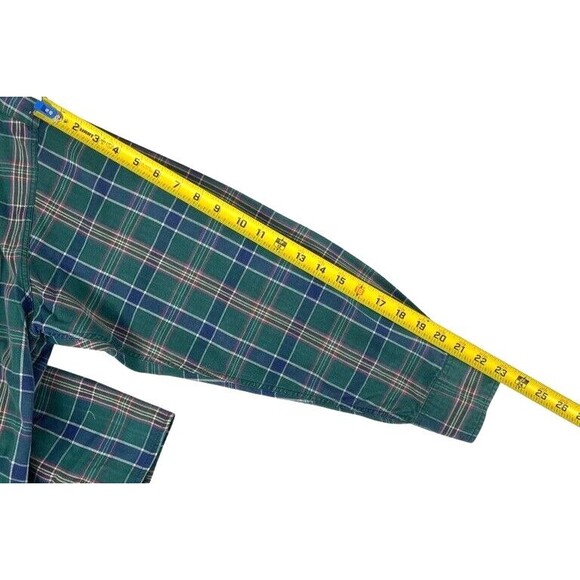 VTG Dockers Levis 90s Y2K Green Blue Plaid Shirt Work Ranch Yellowstone LARGE - Picture 6 of 9